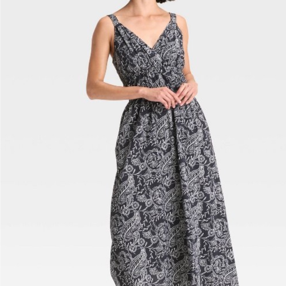Elegant navy blue and White Floral Dress maxi sundresses